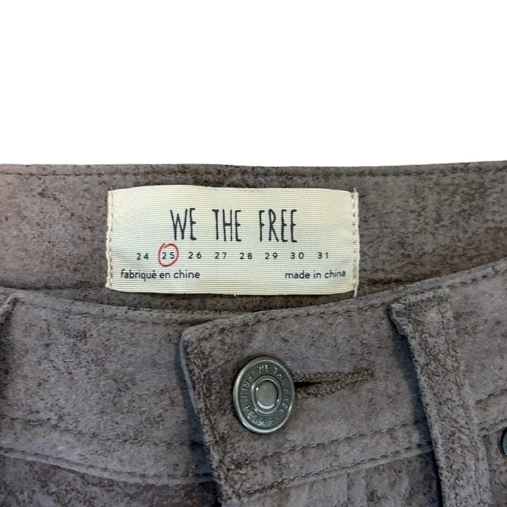We The Free Free People Gray Tone Faux Suede Look Straight Leg Pant NWT Sz. 25
